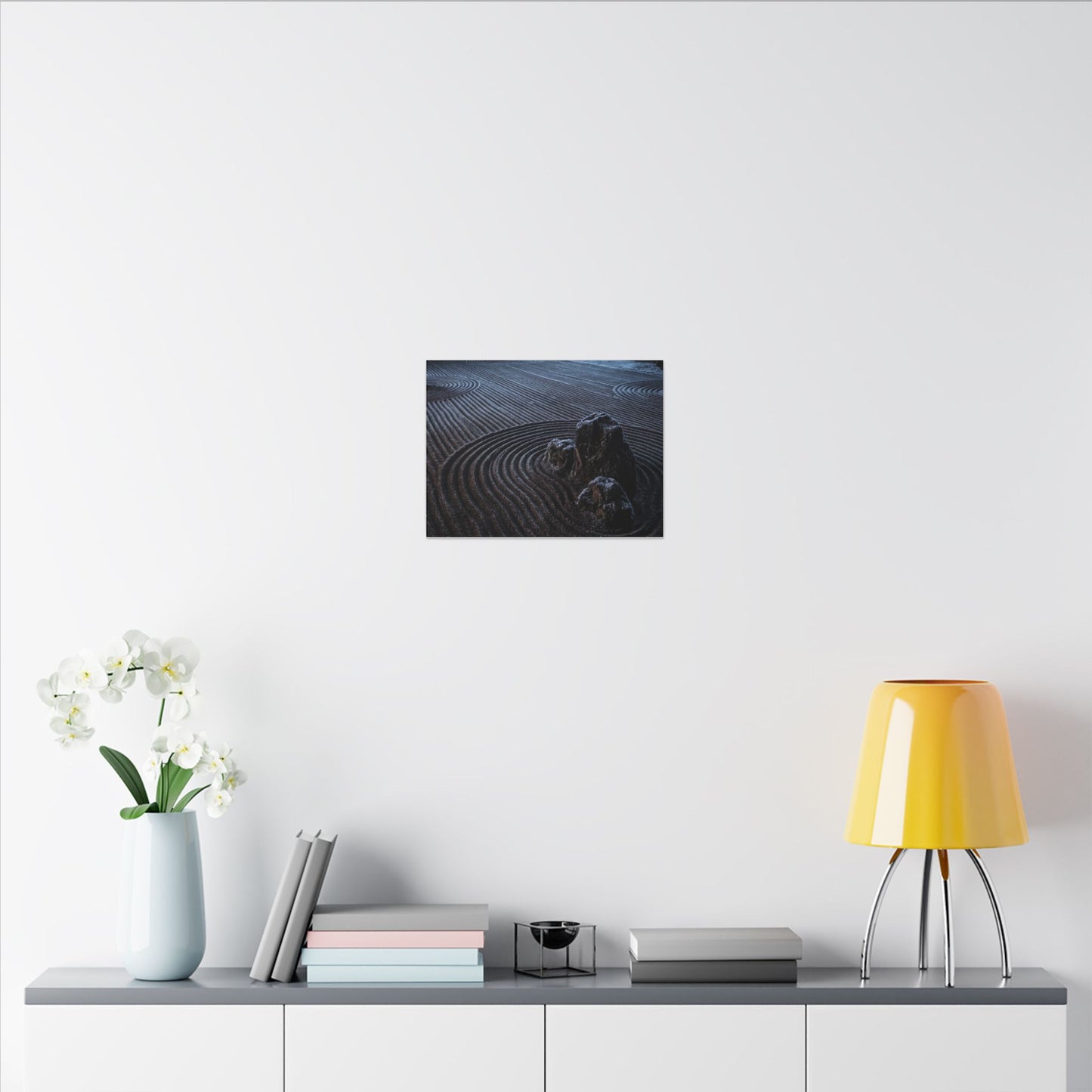 Moonlight Rock Garden Canvas Art - Dark Japandi Seijaku