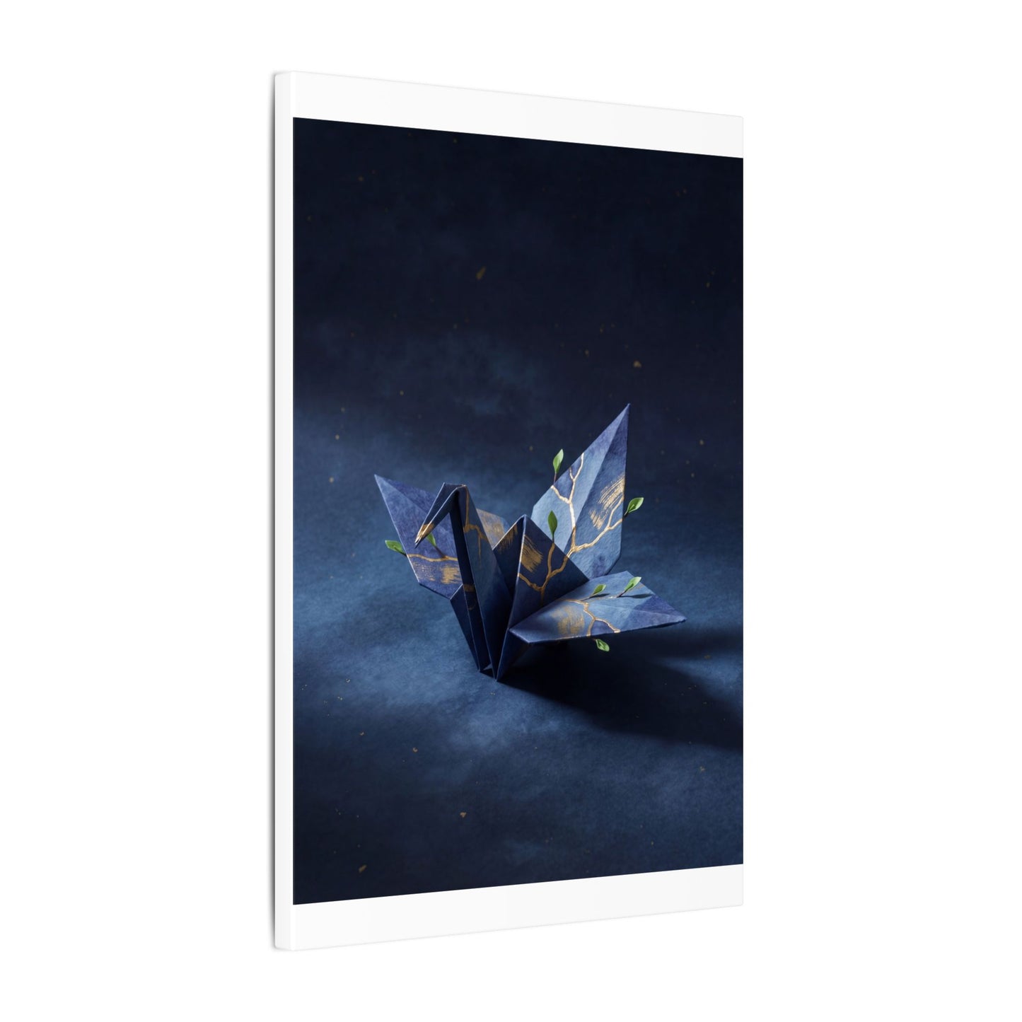 Kintsugi Paper Fold in Moonlight | Crackle Gold Canvas Art