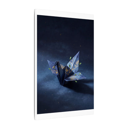 Kintsugi Paper Fold in Moonlight | Crackle Gold Canvas Art