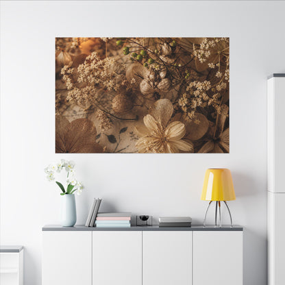 Spring Dried Flowers Japanese Pattern Canvas Art | Earthy Decor