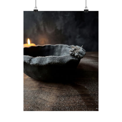 Luxurious Ceramic Bowl Wall Art Print - Shadow Zen Dark Japandi Art Print