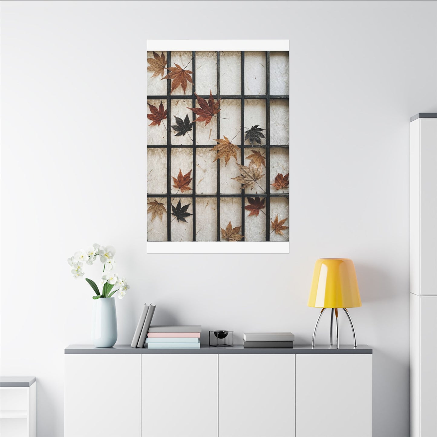 Japandi Shoji Screen in Overcast | Texture Canvas Art