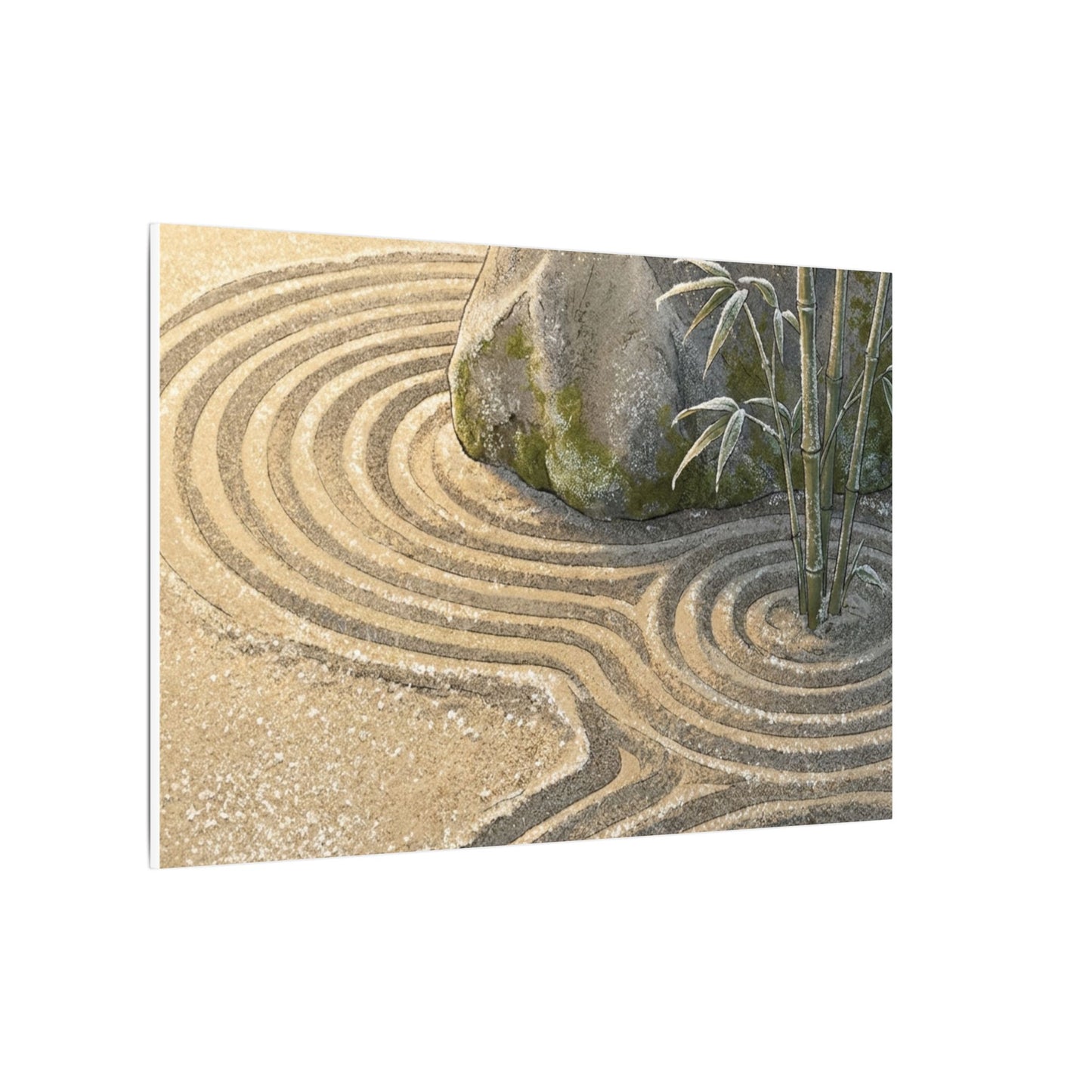 Rock Garden Winter Canvas Art | Zen Peaceful Design
