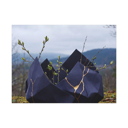Paper Fold Canvas Art | Spring Kintsugi Gold Repair Art
