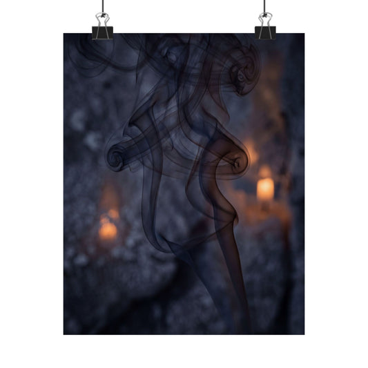 Bold Incense Smoke Wall Art Print - Shadow Zen Dark Japandi