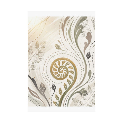 Fern Unfurling Wall Art Print | Spring Japandi Japanese Pattern Art