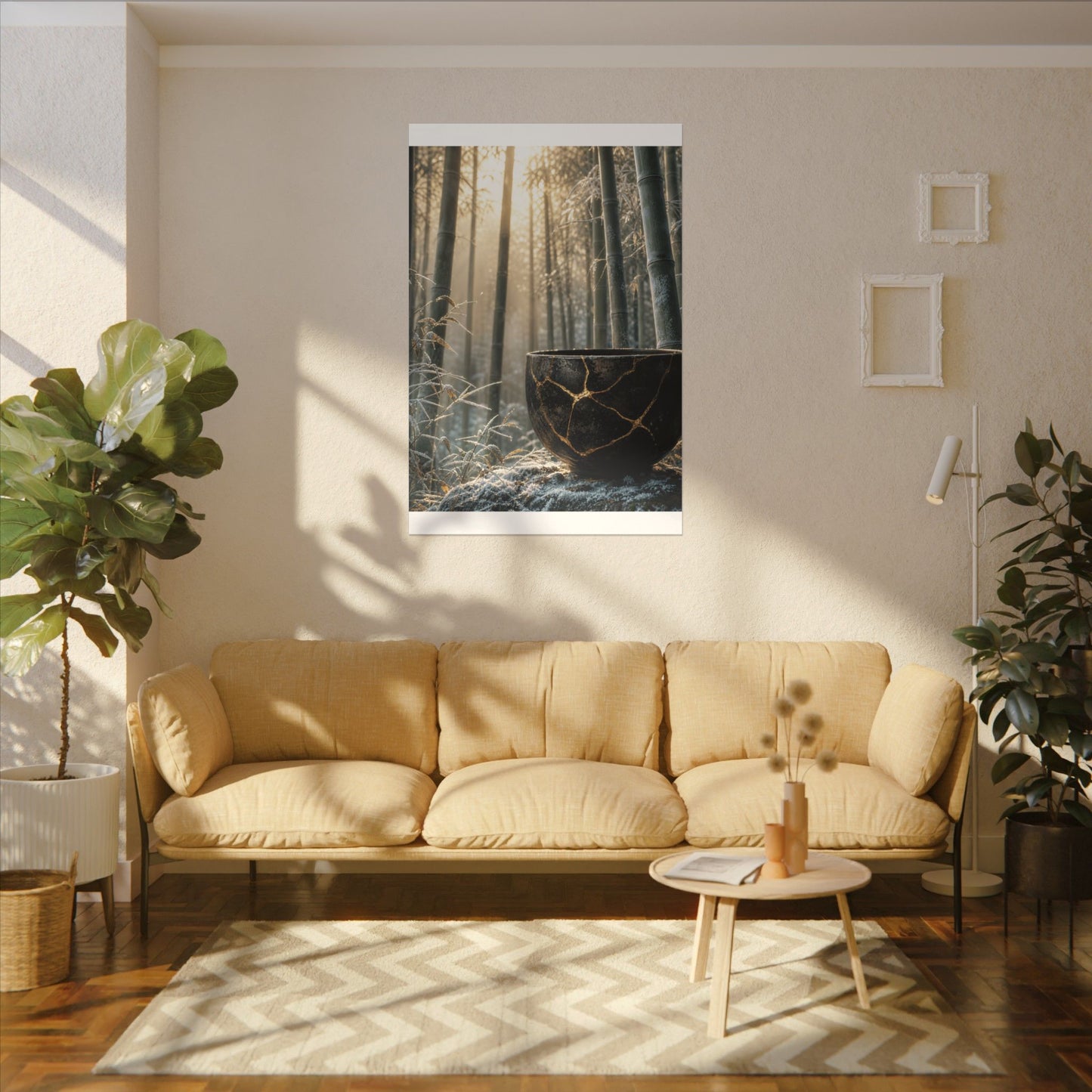 Fukinsei Bamboo Grove Canvas Art - Kintsugi Gold Repair