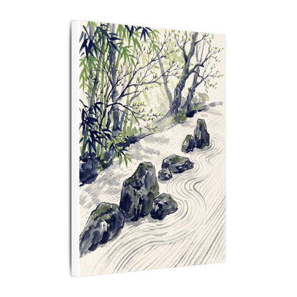 Dappled Rock Garden Canvas Art - Zen Mono No Aware