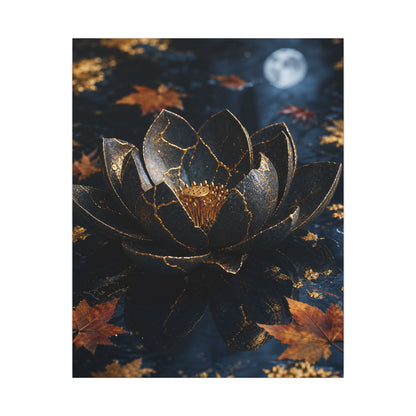 Moonlight Lotus Flower Canvas Art - Kintsugi Fukinsei