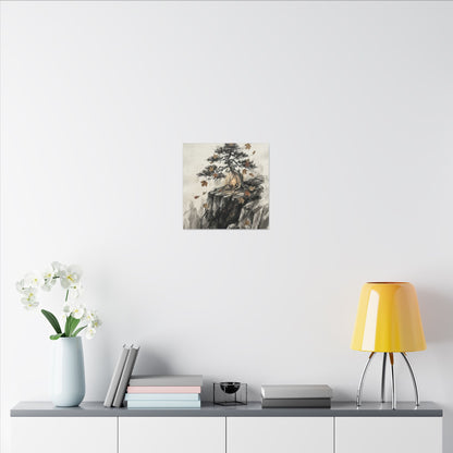 Pine Tree Autumn Canvas Art | Japandi Earthy Design