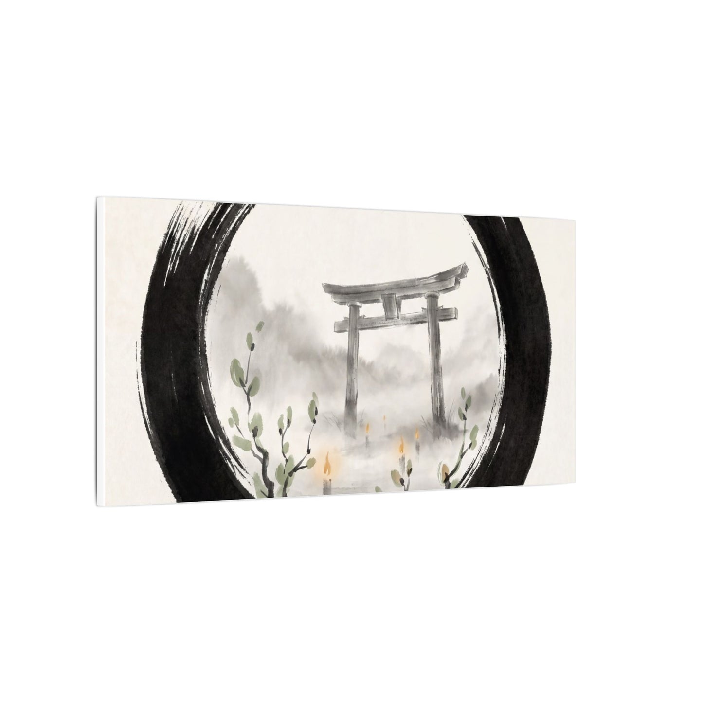 Spring Torii Gate Enso Canvas Art | Tranquil Decor