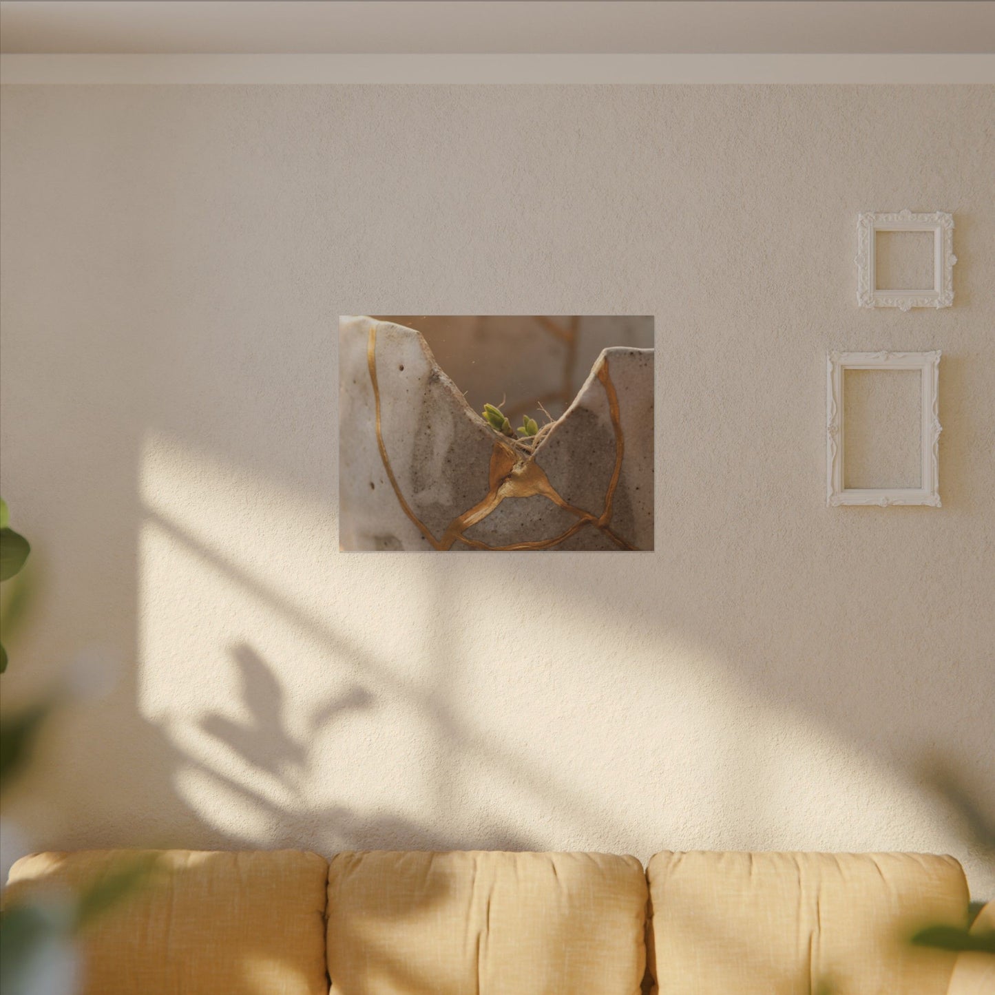 Golden Hour Broken Pottery Canvas Art - Japandi Kanso