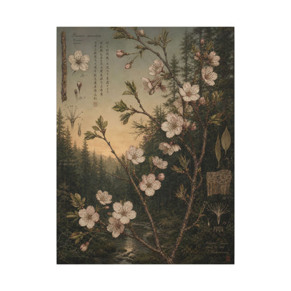 Spring Cherry Blossom Herbarium Canvas Art | Nostalgic Decor