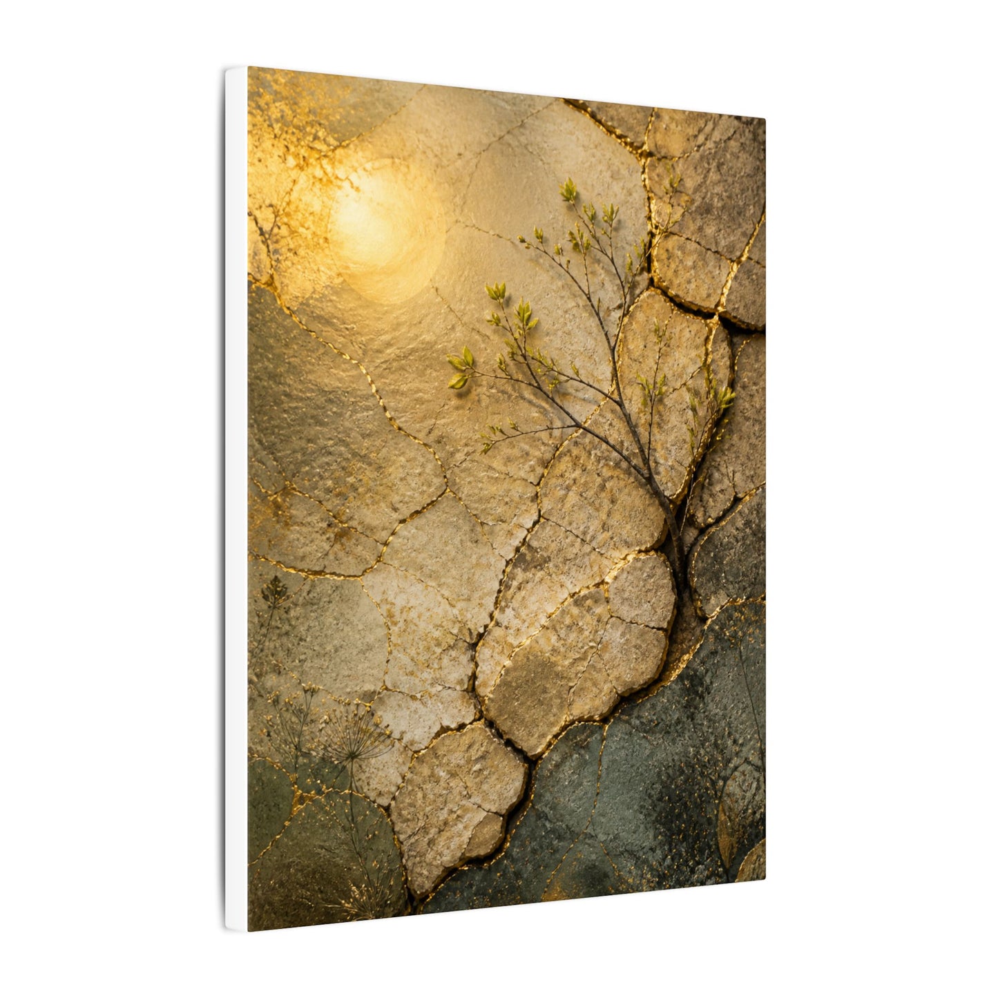 Cracked Earth Spring Canvas Art | Japandi Warm Design