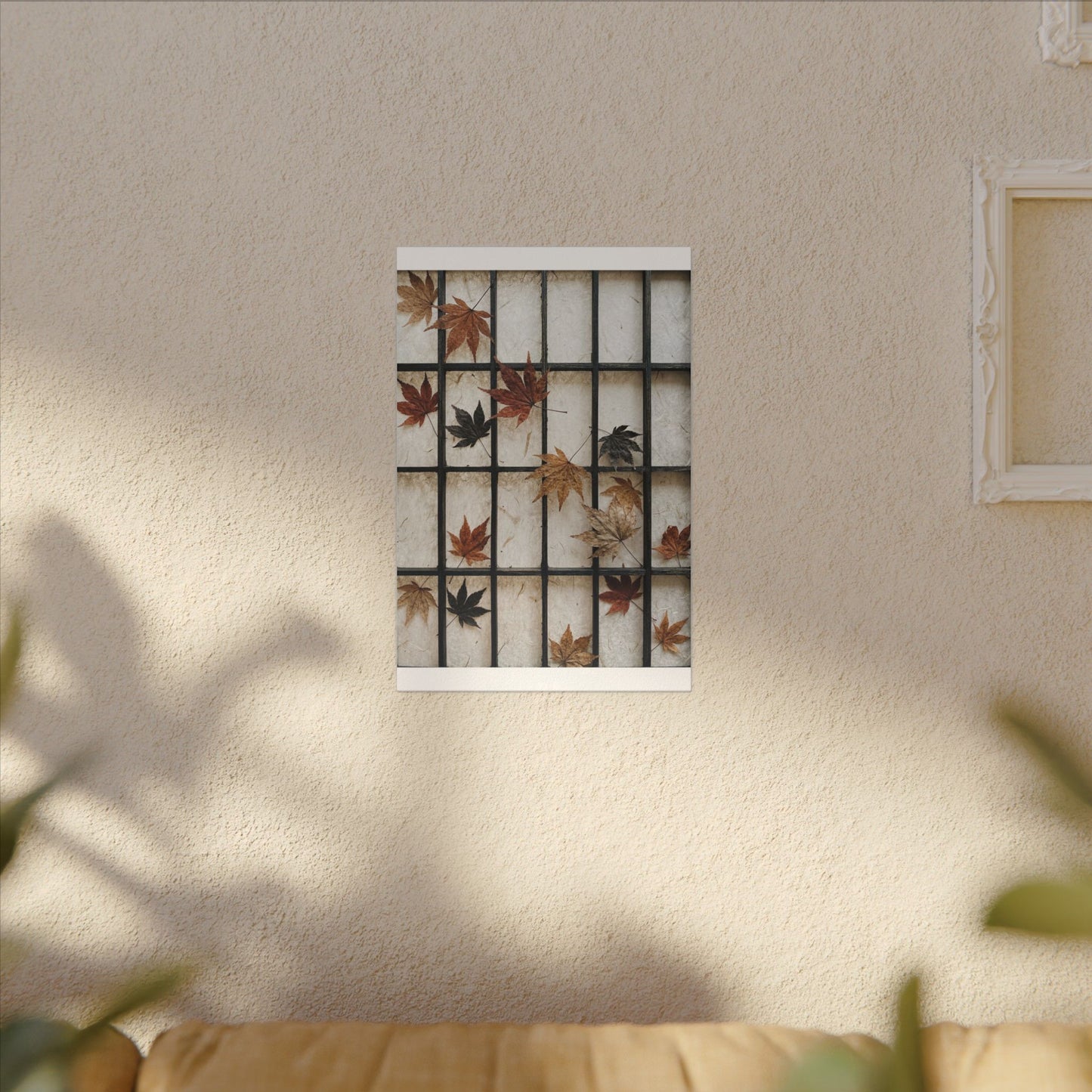 Japandi Shoji Screen in Overcast | Texture Canvas Art