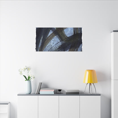 Ink Brushstroke Canvas Art | Winter Dark Japandi Shadow Zen Art
