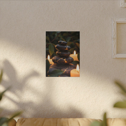 Summer River Stones Gold Vein Canvas Art | Philosophical Decor