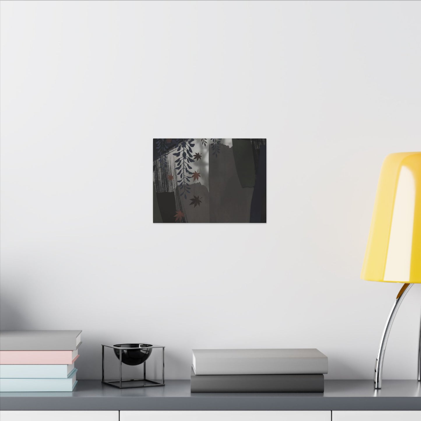 Wisteria Autumn Canvas Art | Dark Japandi Moody Design