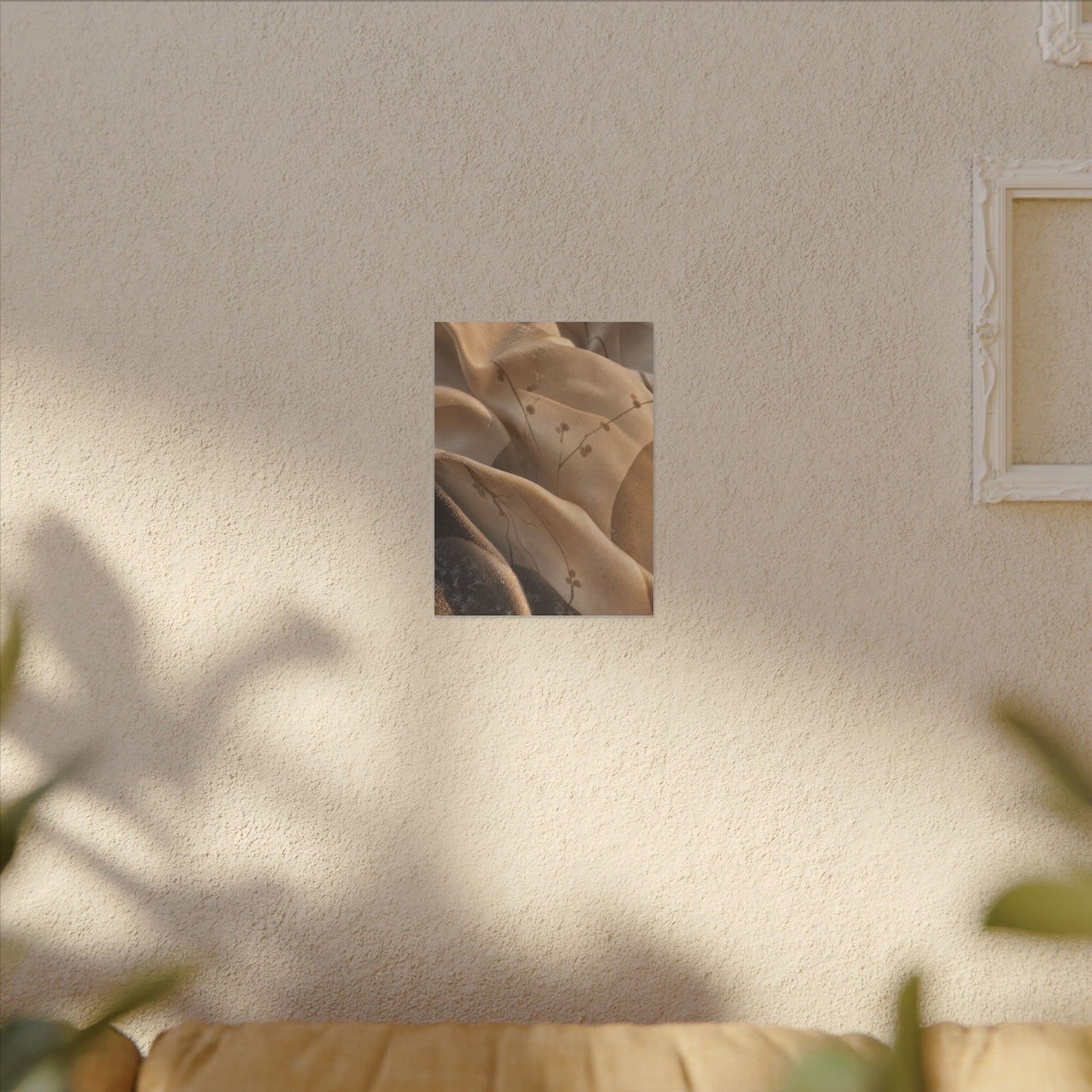 Japandi Silk Drape in Golden Hour | Japanese Pattern Canvas Art