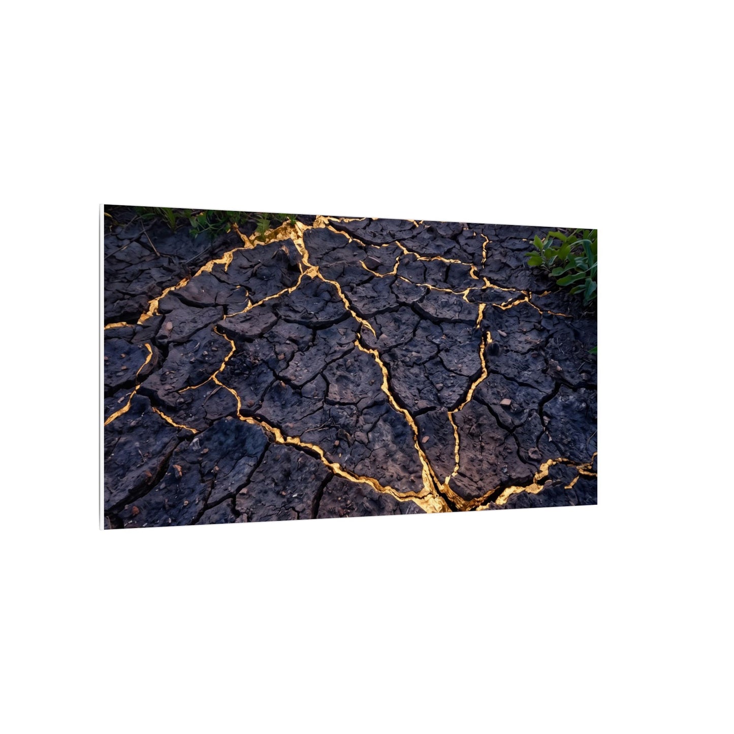 Cracked Earth Canvas Art | Summer Kintsugi Crackle Gold Art
