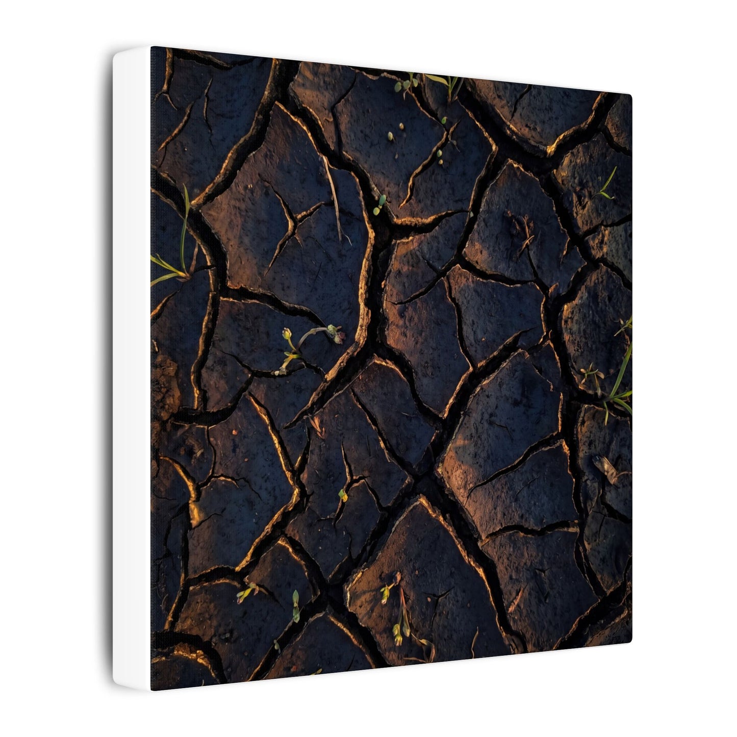 Cracked Earth Moody Minimal Canvas Art | Luxurious Dark Japandi Art
