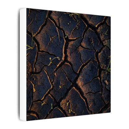 Cracked Earth Moody Minimal Canvas Art | Luxurious Dark Japandi Art