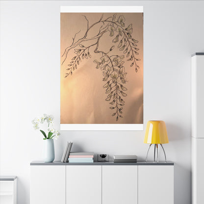 Japandi Wisteria in Candlelight | Minimal Line Canvas Art