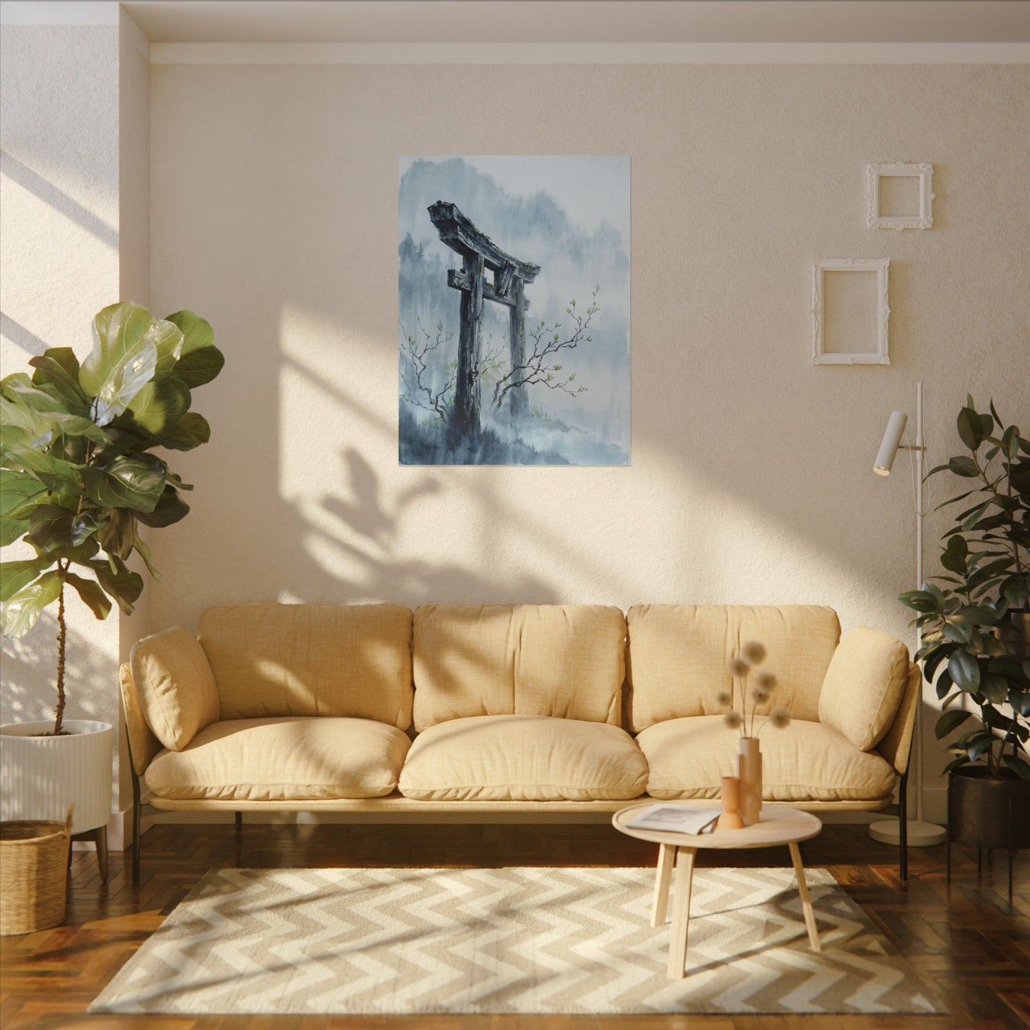 Torii Gate Canvas Art | Spring Zen Sumi E Art