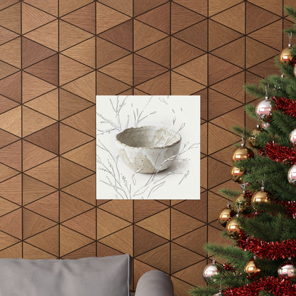 Japandi Ceramic Bowl in Overcast | Minimal Line Wall Art Print