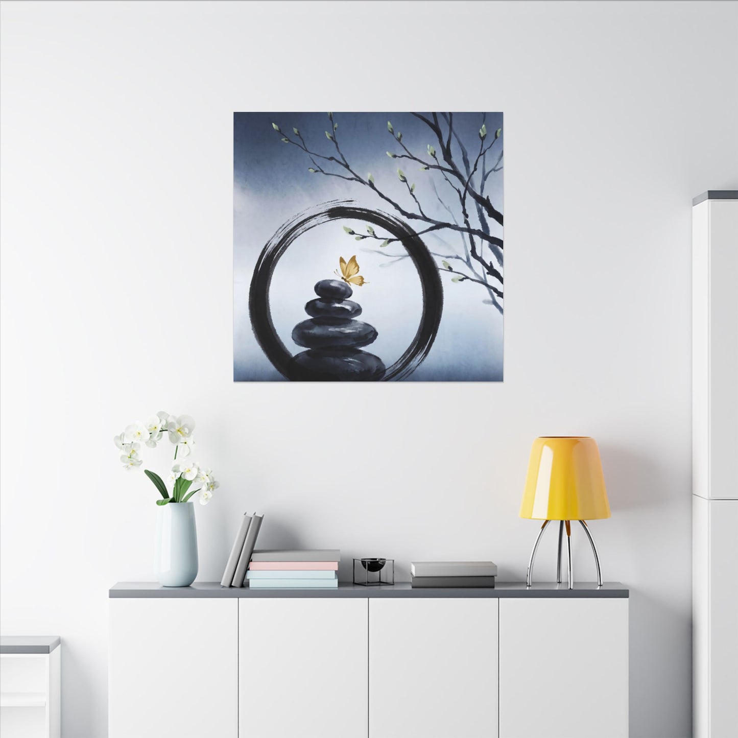 River Stones Spring Canvas Art | Zen Peaceful Design