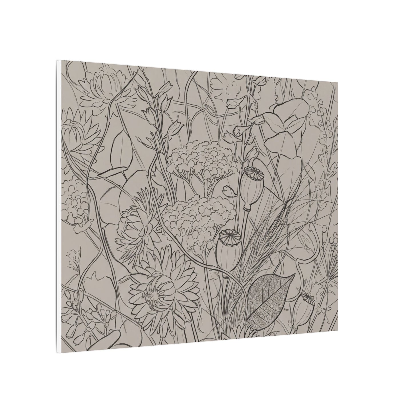Summer Dried Flowers Minimal Line Canvas Art | Elegant Decor
