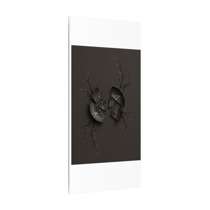 Sophisticated Broken Pottery Canvas Art - Charcoal Ink Dark Japandi