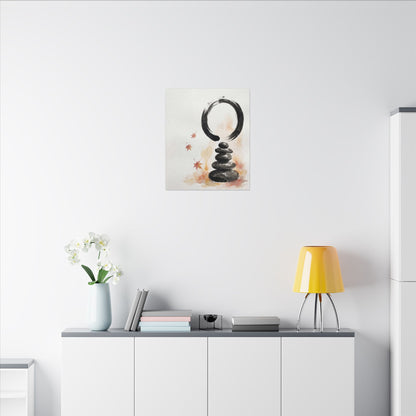 River Stones Canvas Art | Autumn Zen Enso Art
