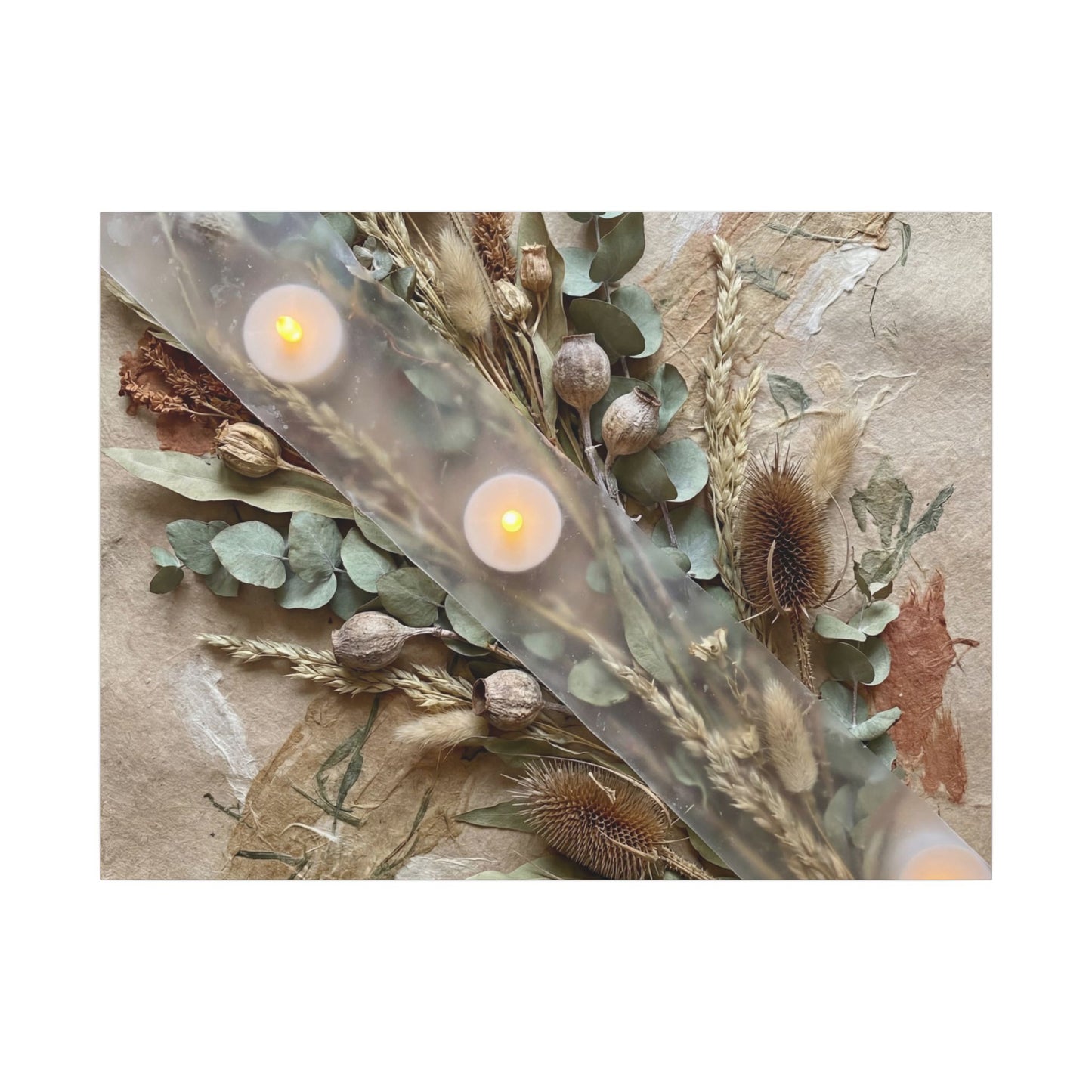 Candlelight Dried Flowers Canvas Art - Japandi Kanso