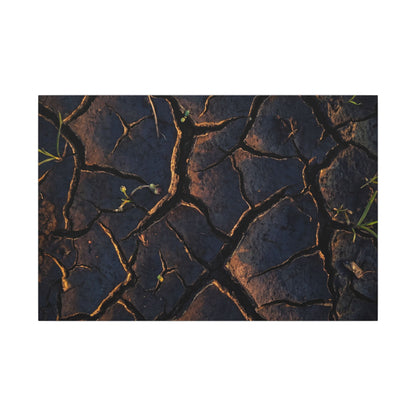 Cracked Earth Moody Minimal Canvas Art | Luxurious Dark Japandi Art Art Print