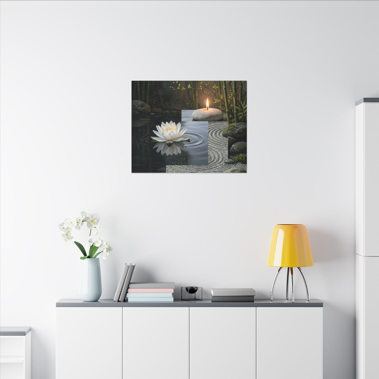 Candlelight Lotus Flower Canvas Art - Zen Kanso