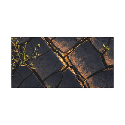 Kintsugi Cracked Earth in Golden Hour | Gold Vein Canvas Art
