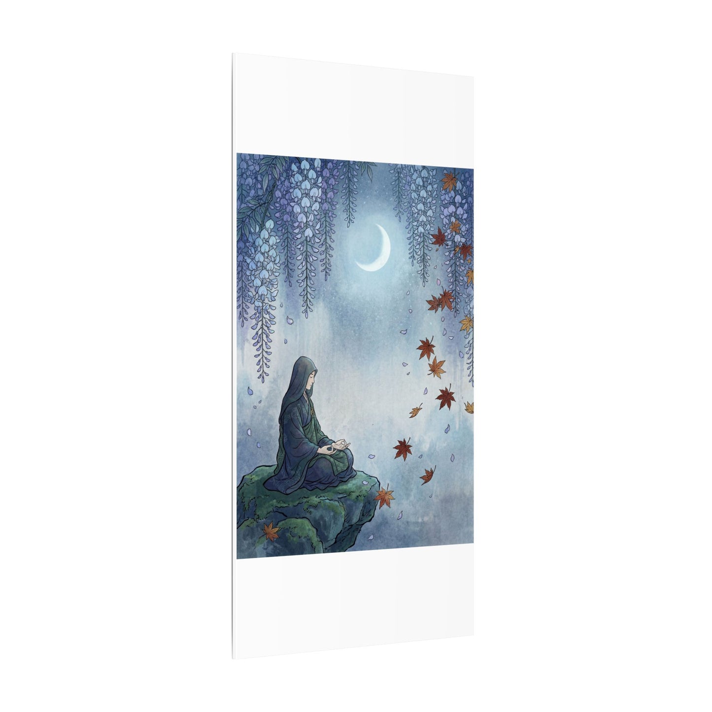 Zen Wisteria in Moonlight | Ukiyo E Inspired Canvas Art