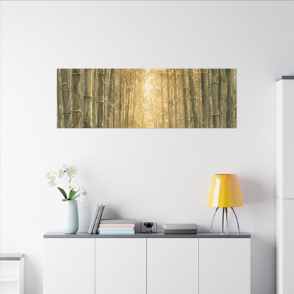 Bamboo Grove Winter Canvas Art | Japandi Elegant Design