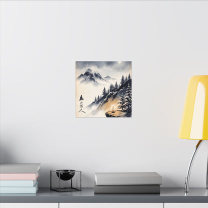 Mountain Mist Canvas Art | Winter Zen Ukiyo E Inspired Art