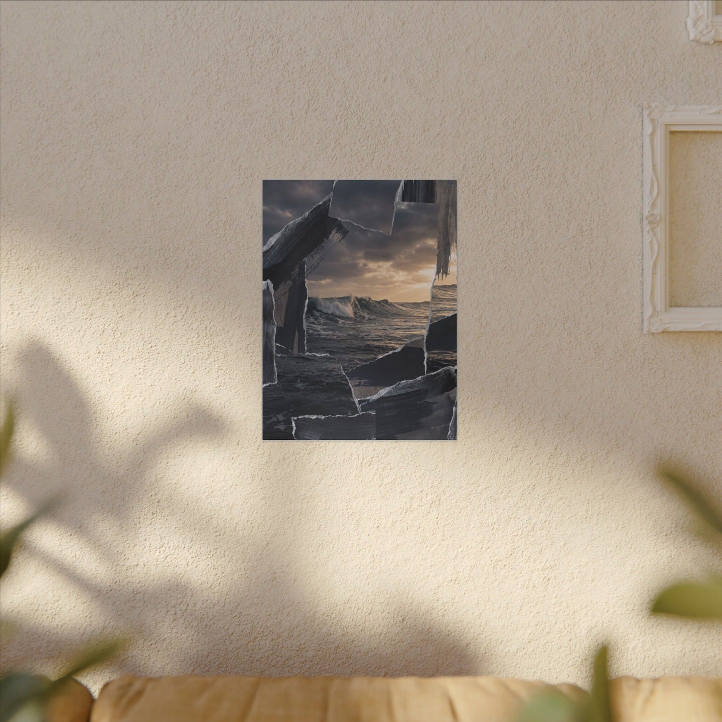 Fukinsei Ocean Wave Canvas Art - Dark Japandi Shadow Zen