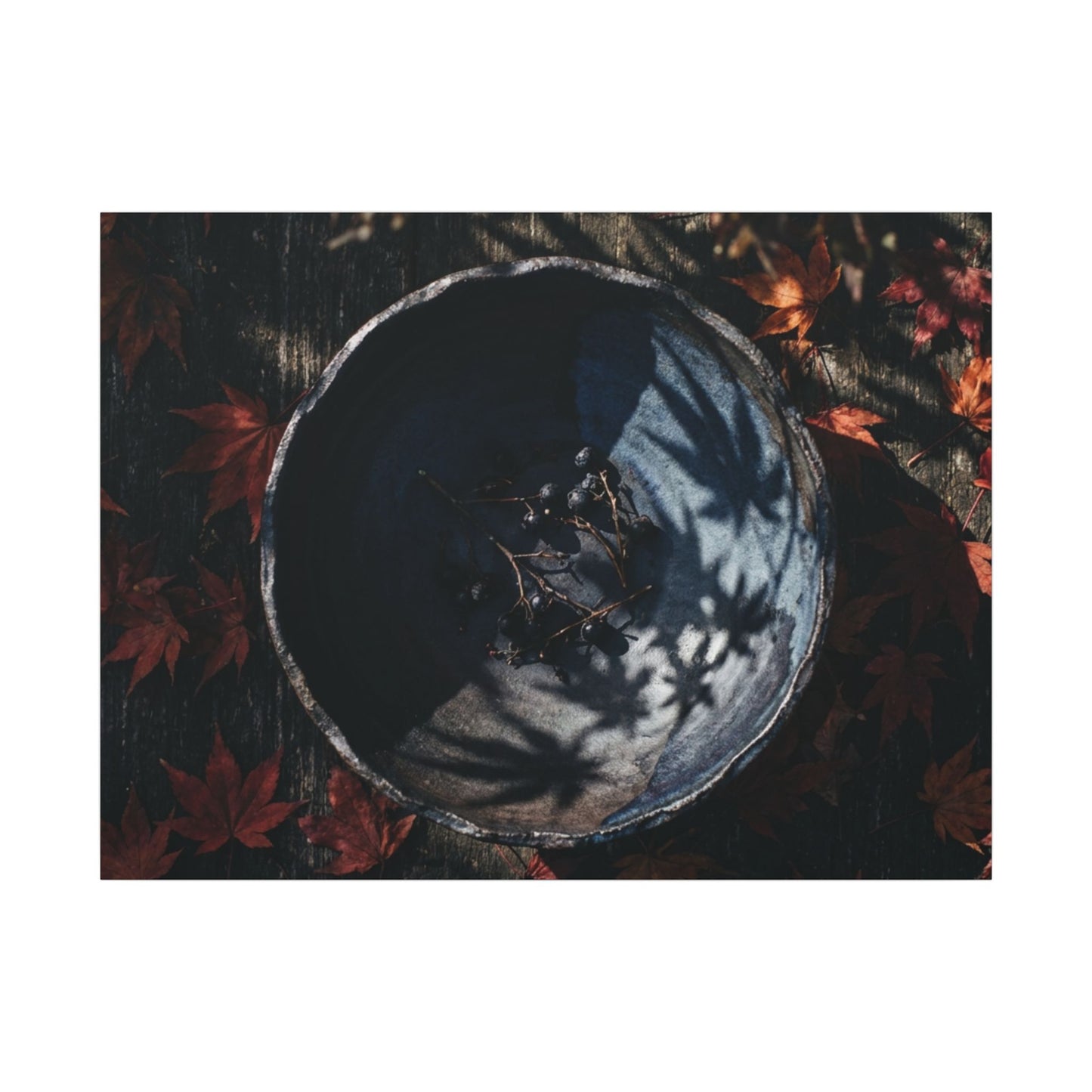 Autumn Ceramic Bowl Shadow Zen Canvas Art | Bold Decor