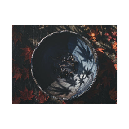 Autumn Ceramic Bowl Shadow Zen Canvas Art | Bold Decor