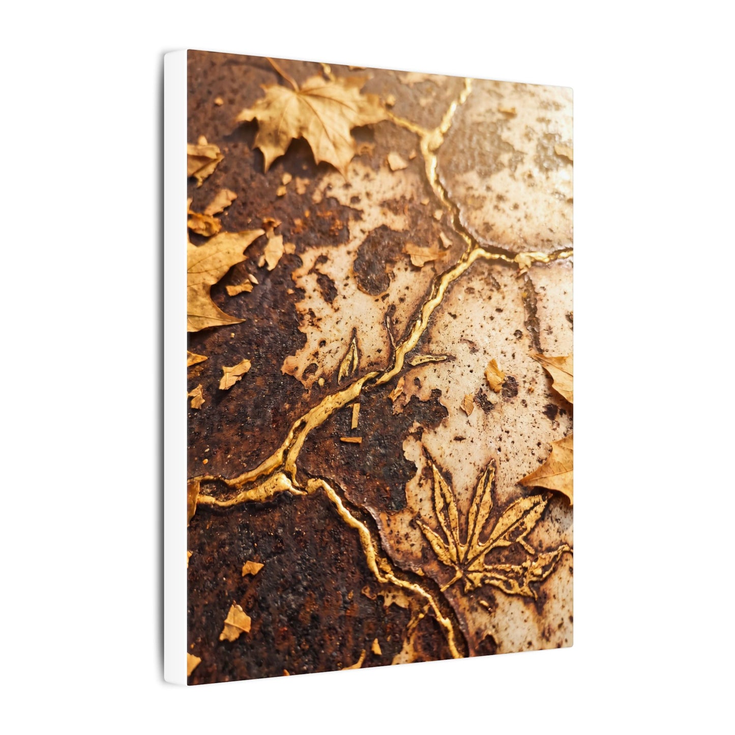 Kintsugi Rust Patina in Golden Hour | Gold Vein Canvas Art