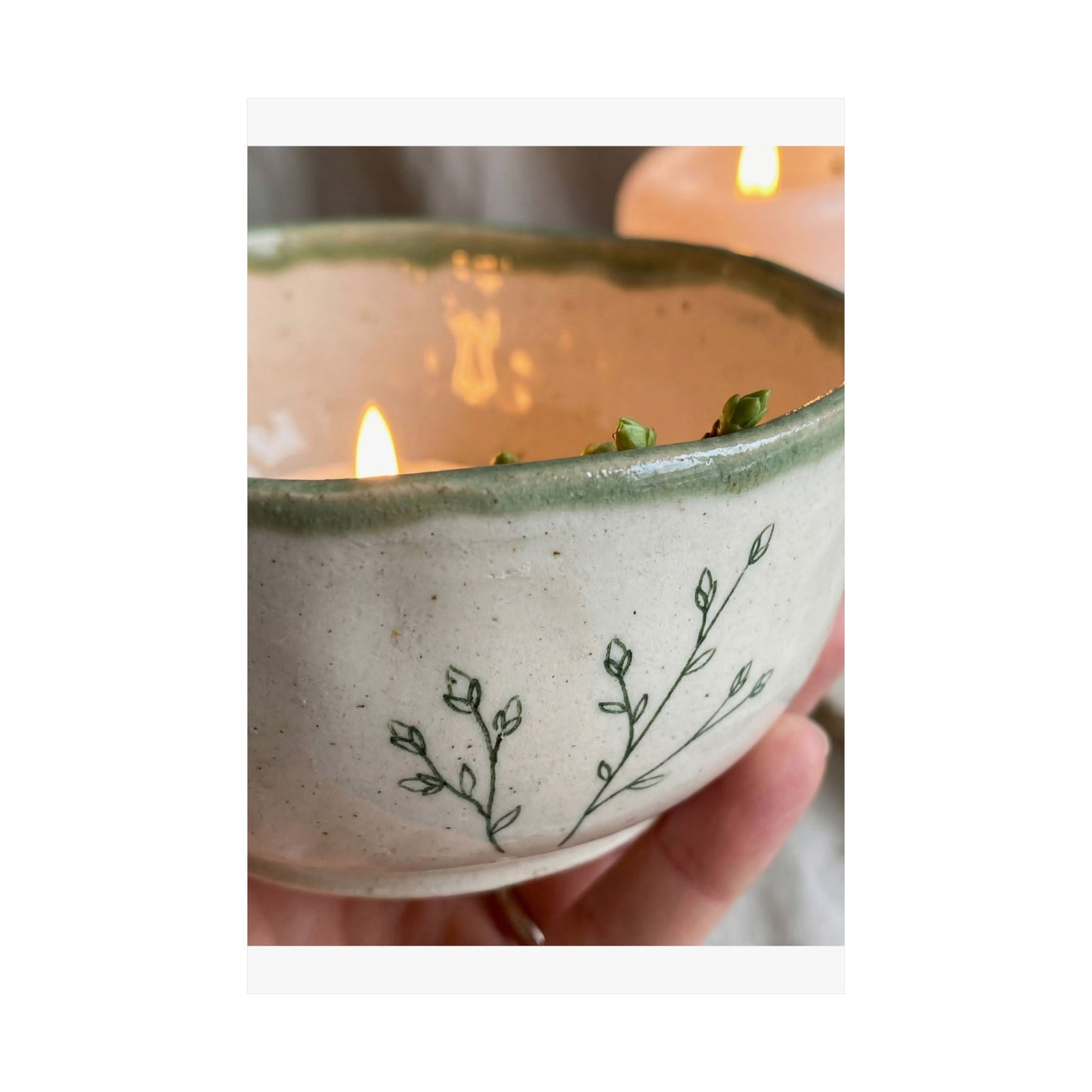 Candlelight Ceramic Bowl Wall Art Print - Japandi Seijaku