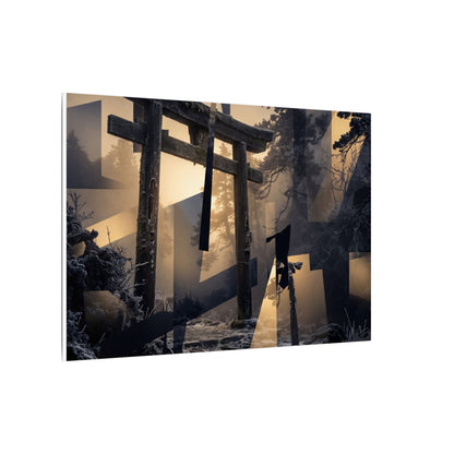 Winter Torii Gate Moody Minimal Canvas Art | Bold Decor