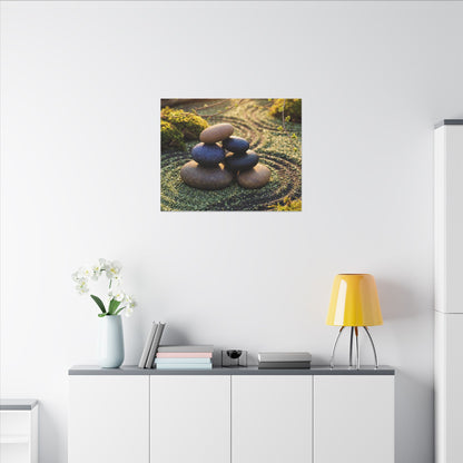 Zen River Stones in Golden Hour | Karesansui Canvas Art