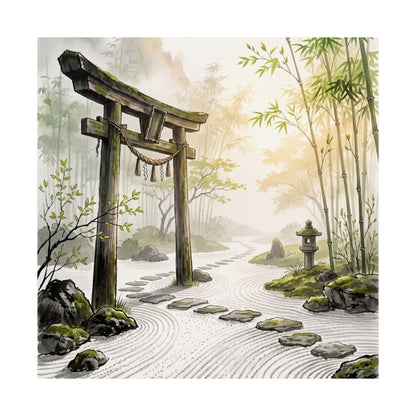 Spring Torii Gate Karesansui Wall Art Print | Contemplative Decor