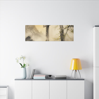 Spring Torii Gate Sumi E Canvas Art | Tranquil Decor