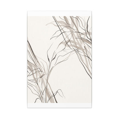 Neutral Shoji Screen Canvas Art - Minimal Line Japandi